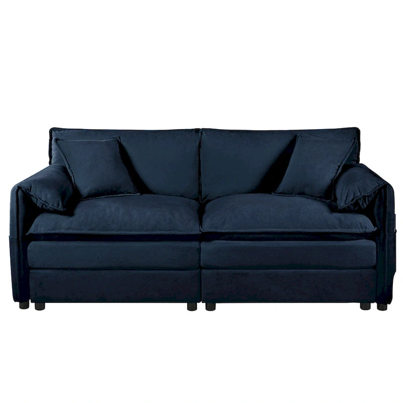 2-Piece 75.59 Chenille Cloud Loveseat Sofa Set with Deep Seat and 4 Pillows