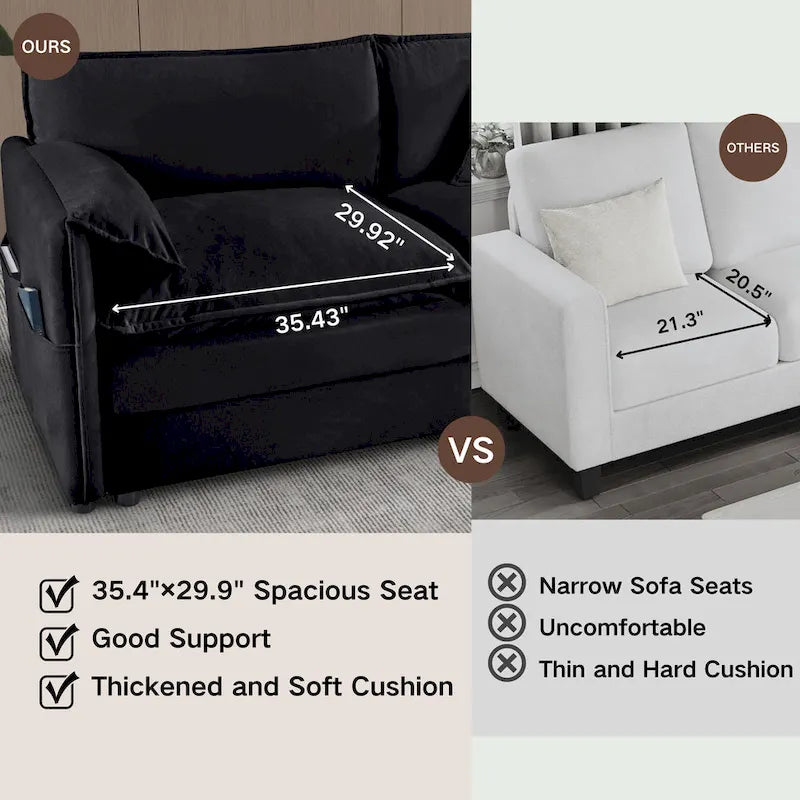 2-Piece 75.59 Chenille Cloud Loveseat Sofa Set with Deep Seat and 4 Pillows