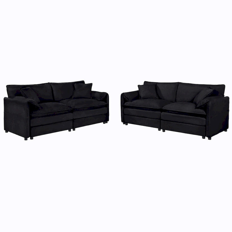 2-Piece 75.59 Chenille Cloud Loveseat Sofa Set with Deep Seat and 4 Pillows