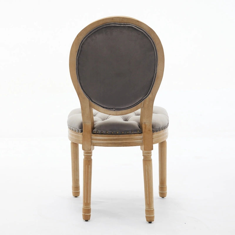 Solid Wood Frame Antique Dining Chair, Hand-Pulled Buckle Decoration Velvet Dining Chair with Nailhead Trim, Set of 2