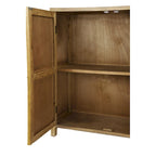 Wood Floral Intricately Carved 1 Shelf and 2 Doors Room Cabinet - Brown