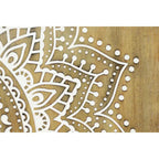 Wood Floral Intricately Carved 1 Shelf and 2 Doors Room Cabinet - Brown