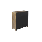 Wood Floral Intricately Carved 1 Shelf and 2 Doors Room Cabinet - Brown