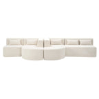 Upholstered Modular Sofa with 2 Curved Chaise Lounges and 5 Back Pillows, Free-Combination Sofa Couch for Living Room
