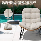 2-Piece Outdoor Papasan Chairs with Thick Padded Cushion PE Rattan Patio Cozy Chairs