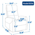 Manual Recliner Chair with Rocker and Swivel in Fabric for Living Room