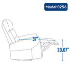 Manual Recliner Chair with Rocker and Swivel in Fabric for Living Room
