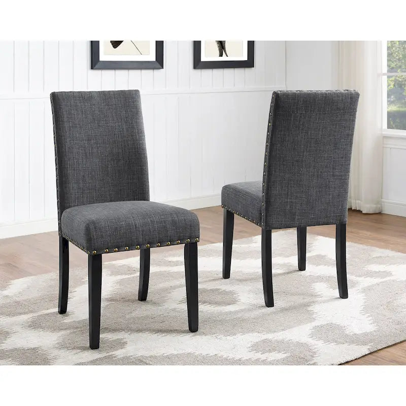Mid-Century Modern Dining Table and Chair Sets Farmhouse Kitchen Dining Table Sets with Brass Nailheads and Metal Legs