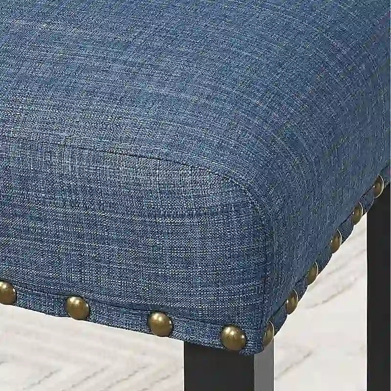 Mid-Century Modern Dining Table and Chair Sets Farmhouse Kitchen Dining Table Sets with Brass Nailheads and Metal Legs