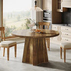 47 Industrial Round Dining Table with Pedestal for 4-6 People