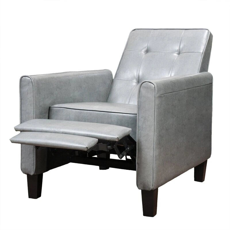 Roomfitters 26.75 Wide Manual Club Recliner with Rolled Arms and Plush Cushioning for Ultimate Comfort, Dark Grey