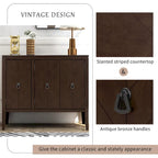 Vintage Accent Storage Cabinet with Adjustable Shelf, Solid Wood Sideboard Console Table Sofa Table