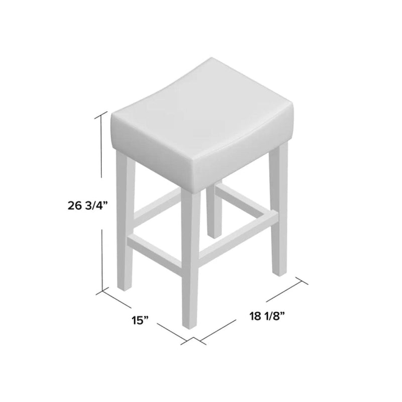 Modern 26.75 Set of 2 Bar Stools with Leather Seat, Backless Design, Solid Wood Legs for Bar Dining Room Living Room