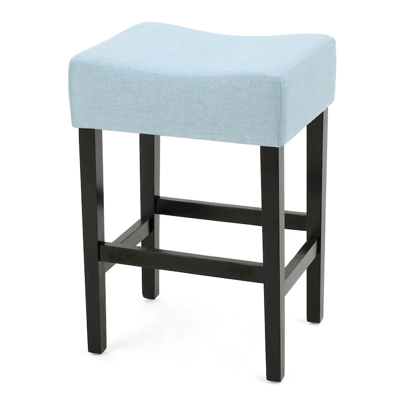 Modern 26.75 Set of 2 Bar Stools with Leather Seat, Backless Design, Solid Wood Legs for Bar Dining Room Living Room
