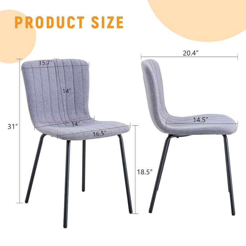 Classic Dining Chair Set of 4, Kitchen Armless Side Chair, Interior Decoration Chair with Metal Legs for Dining Room