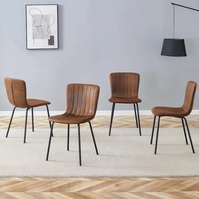 Classic Dining Chair Set of 4, Kitchen Armless Side Chair, Interior Decoration Chair with Metal Legs for Dining Room