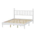 Queen Retro Platform Bed with Gourd-Shaped Headboard & Solid Wood Frame