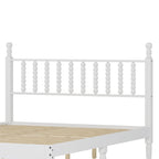 Queen Retro Platform Bed with Gourd-Shaped Headboard & Solid Wood Frame