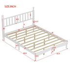 Queen Retro Platform Bed with Gourd-Shaped Headboard & Solid Wood Frame
