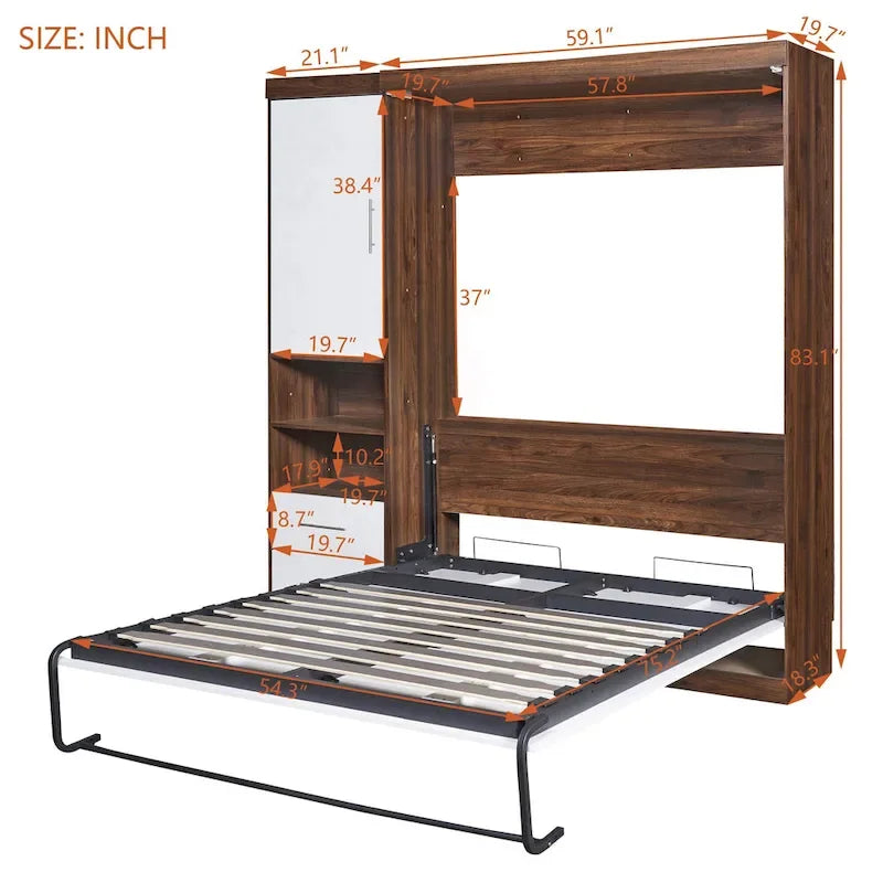 Full Size Murphy Bed Wall Bed with Cabinet
