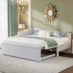 Twin-Size L-Shaped Upholstered Daybed With Pop-Up Trundle