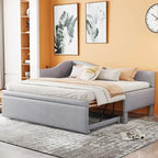 Twin-Size L-Shaped Upholstered Daybed With Pop-Up Trundle
