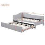 Twin-Size L-Shaped Upholstered Daybed With Pop-Up Trundle
