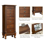 Costway Jewelry Cabinet Storage Chest Stand Organizer Necklace Wood - 14.8(L) X9(W) X38.6(H)