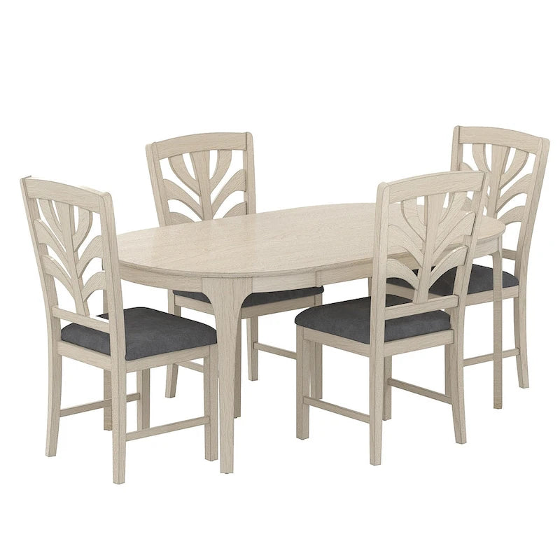 VECELO 5/7 Piece Dining Table Set Consist of an Oval Dining Room Table