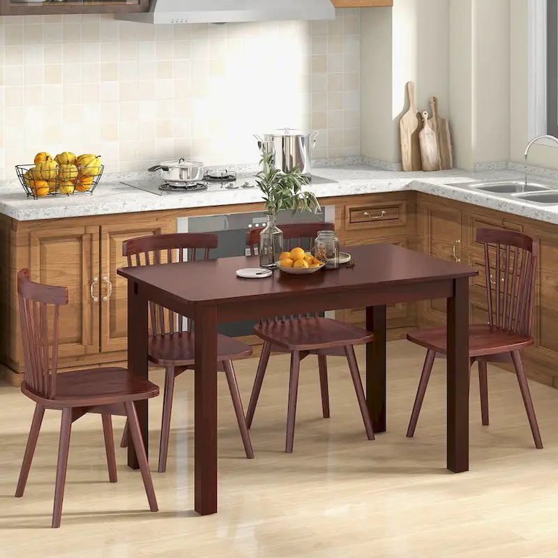 Costway Extendable Dining Table Folding Rubber Wood Table for 4 People - Cherry Color - See Details