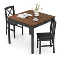 Costway 3 PCS Dining Table Set Wooden Square Kitchen Table with 2