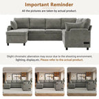 U-shaped Sofa, Chenille Sectional Sofa with 2 Cup Holders and Charging Ports Livingroom Sleeper Recliner Sofa Couch