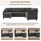 U-shaped Sofa, Chenille Sectional Sofa with 2 Cup Holders and Charging Ports Livingroom Sleeper Recliner Sofa Couch