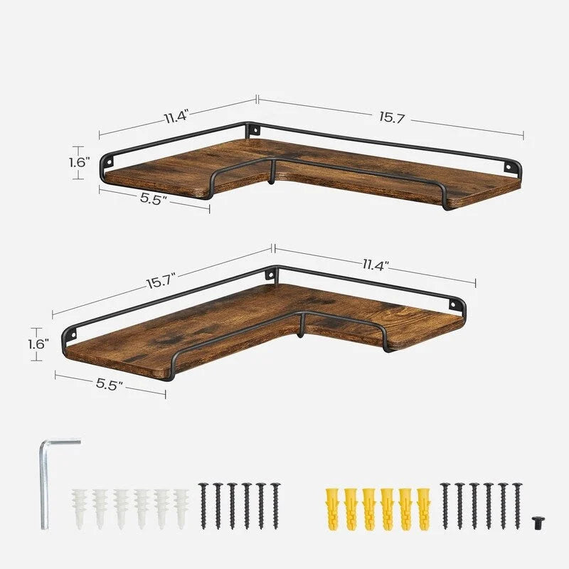 Corner Shelf Wall Mount Set of 2 - 15.7D x 5.5W x 1.6H