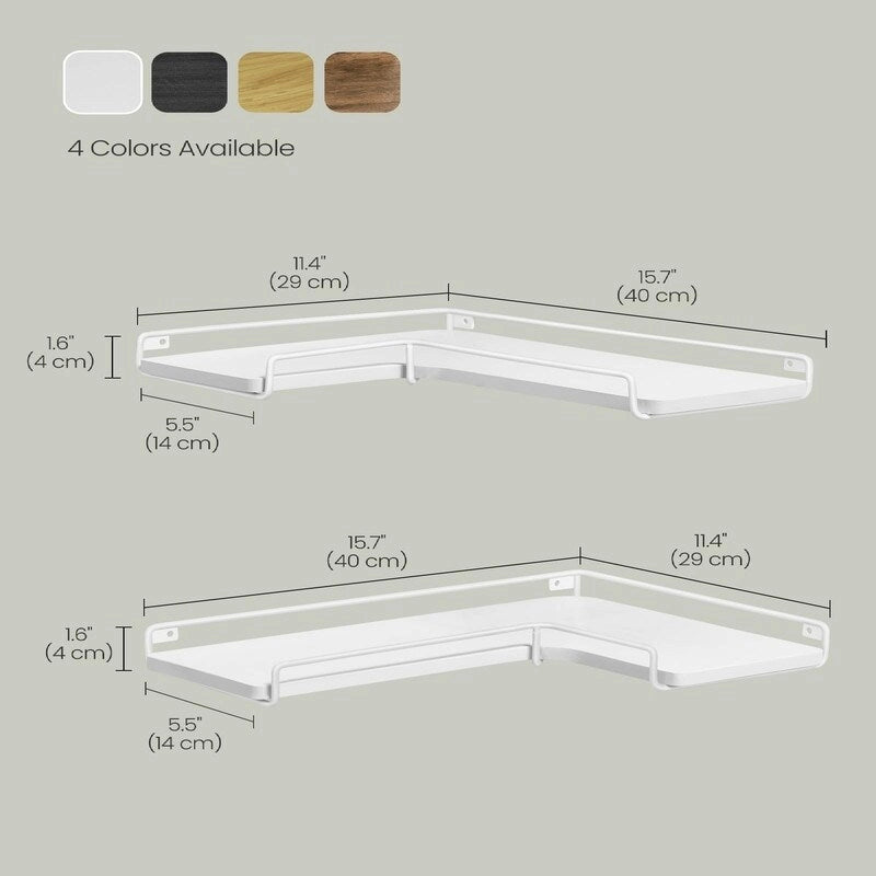 Corner Shelf Wall Mount Set of 2 - 15.7D x 5.5W x 1.6H