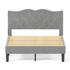 Modern Platform Bed Frame with Upholstered Headboard