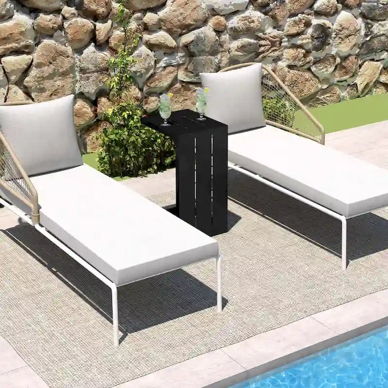 Costway 1/2 PCS C-Shaped End Table with Adjustable Foot Pads 2-In-1