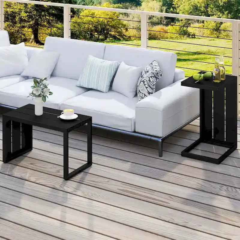 Costway 1/2 PCS C-Shaped End Table with Adjustable Foot Pads 2-In-1