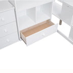 Twin Size Loft Bed w/L-Shaped Desk,Drawers,Cabinet,Storage Staircase