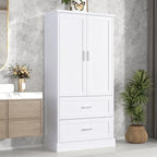 Tall Bathroom Storage Cabinet Cabinet with Two Doors and Drawers Adjustable Shelf MDF Board