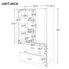 Tall Bathroom Storage Cabinet Cabinet with Two Doors and Drawers Adjustable Shelf MDF Board