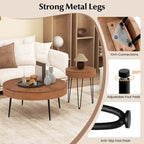 Costway Farmhouse Round CoffeeTable Set of 2 End Table Natural Finish - See Details