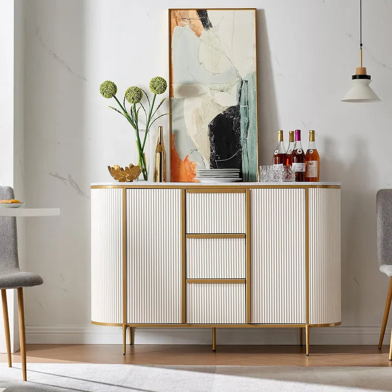 54 Modern Fluted Buffet Cabinet, Buffet Table, Coffee/Wine Bar