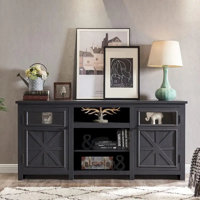 Farmhouse TV Stand for 75 Inch TV, Modern Entertainment Center