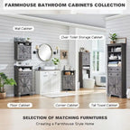 Farmhouse Corner Bathroom Cabinet, Small Corner Cabinet with Barn Door - N/A