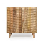 Rustic Wood Accent Cabinet,Fluted Design,Adjustable Shelf,Storage