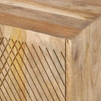 Rustic Wood Accent Cabinet,Fluted Design,Adjustable Shelf,Storage