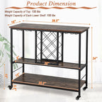 Gymax Industrial Liquor Bar Cart Rolling Kitchen Serving Cart w/ Wine