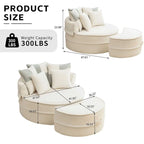 Modern Round Barrel Accent Chair with Ottoman - Velvet Lounge Sofa