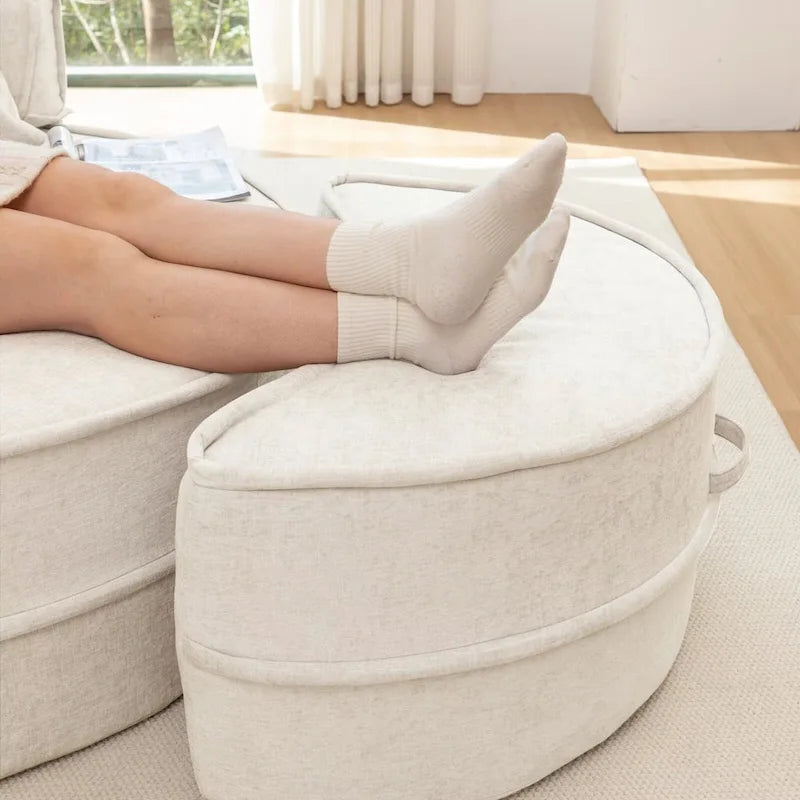 Modern Round Barrel Accent Chair with Ottoman - Velvet Lounge Sofa